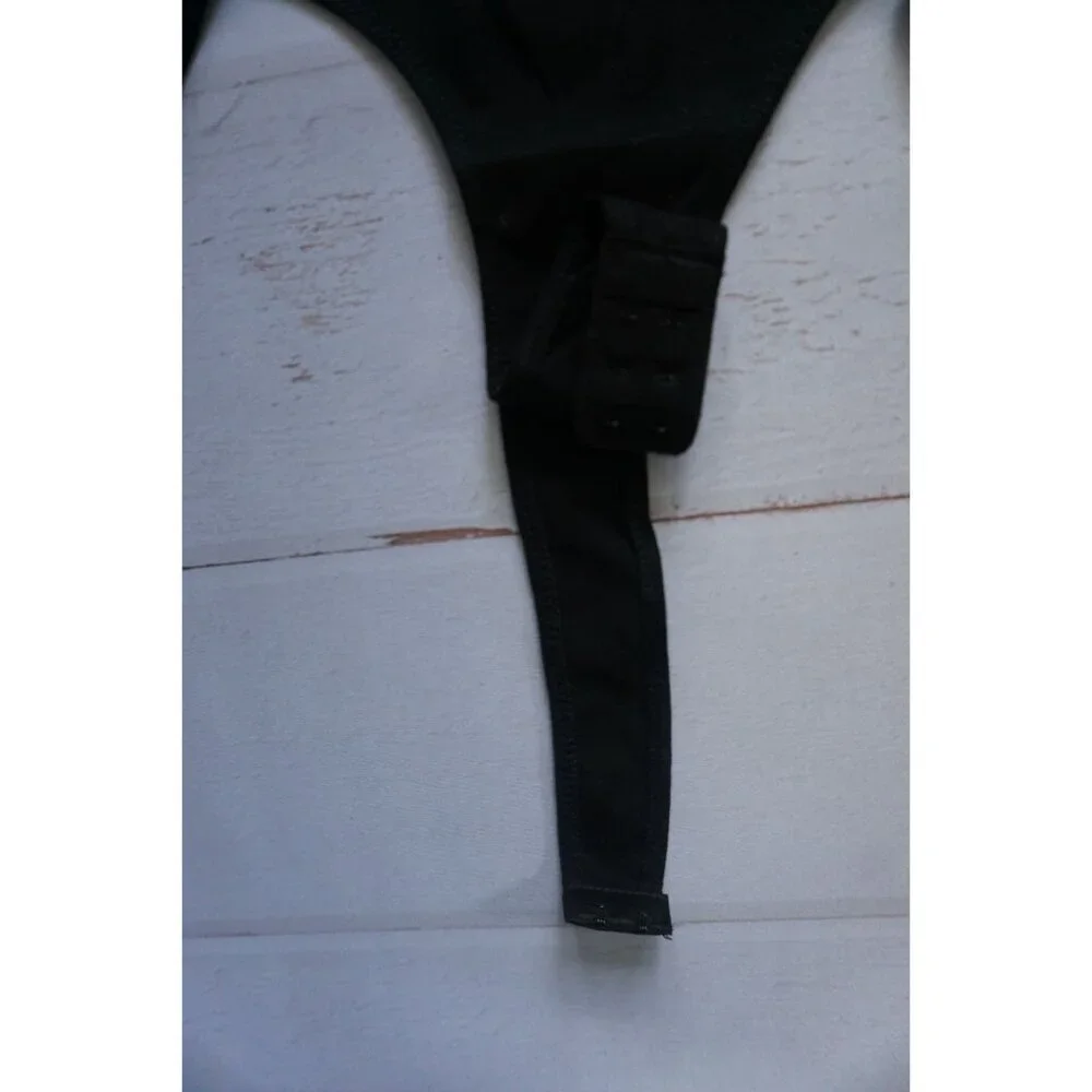 IWD Black Long Sleeve Bodysuit Square Neck Ribbed Slim Fit - Size M NWT - Picture 4 of 7
